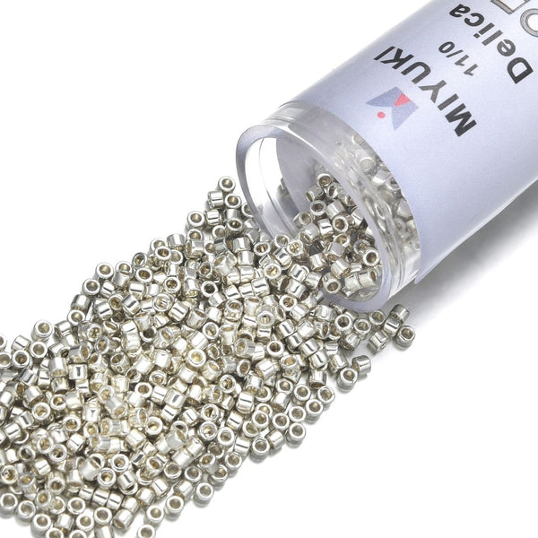 30g Miyuki Delica 11/0 Seed Beads, Opaque Galvanized Silver DB35