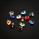 1 Set/12pcs Mixed Dangle Birthstone Charm Drops, 10mm Heart Crystal Beads, Sterling Silver Plated Open Jump Rings, BR15