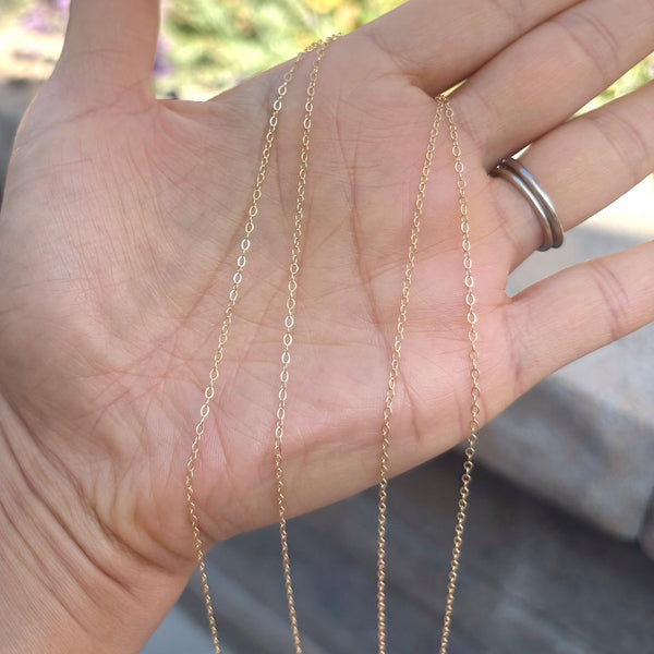 5 Feet 1/20 14K Gold Filled Unfinished Flat Cable Chain Link, 1.5mm Width/Small, Non Tarnish, KG-R3