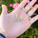 2pcs Clip On Dangle August Peridot Green Birthstone Charm Drops, Tarnish Resistant, 18K Yellow Gold Plated Lobster Clasp, BL8-8