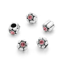 20pcs Sparkle Pink Rhinestone Flower Large Hole Beads, Hole ID 4.5mm, Antique Silver, Zinc Alloy Metal, MEC-E6