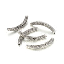 10pcs Large Hole Curved Filigree Flower Vines Noodle Tubes, Antique Silver, 66.5mm (2.62 Inch), Hole ID 4.2mm, MC-L6