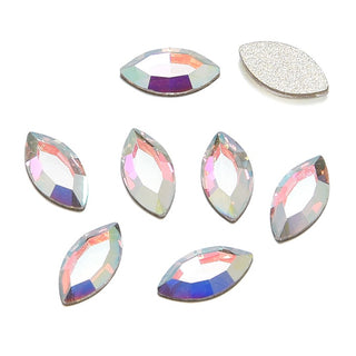 10pcs Genuine Preciosa Maxima Faceted Navette Flat Back Crystal Rhinestone, Foil Back, Crystal AB, 8x4mm, Prm-N82