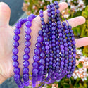 Natural Amethyst Purple Jade Gemstone Faceted Round Beads, 6mm, Hole ID 0.9mm, 2 Strands/28 Inch Total, GH-E17