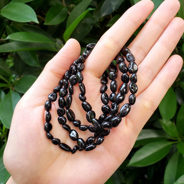 1 Strand Stretch Natural Black Tourmaline Free Form Gemstone Bracelet, 5-8mm Small Beads, Length Selections: 7 inch/7.5 inch