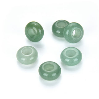 10pcs Natural Green Aventurine Gemstone Donut Rondelle Beads,14x8mm, Hole ID 5.6mm, GW-A6