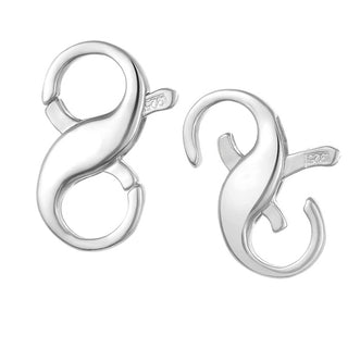 2pcs 925 Sterling Silver Figure 8 Jewelry Clasps, Double Opening, 16mm, SS68-12pcs 925 Sterling Silver Figure 8 Jewelry Clasps, Double Opening, 16mm, SS68-1