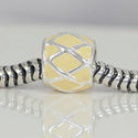 1pc Solid 925 Sterling Silver Royal Yellow Mellow Yellow Enamel Bead Charm, Compatible with Pandora All Other Charm Bracelet, EC60