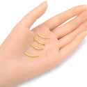 10pcs 925 Sterling Silver Curved Noodle Tubes, Real 18K Yellow Gold Plated, Hole ID 1.5mm, Size Selections: 20mm/25mm/30mm