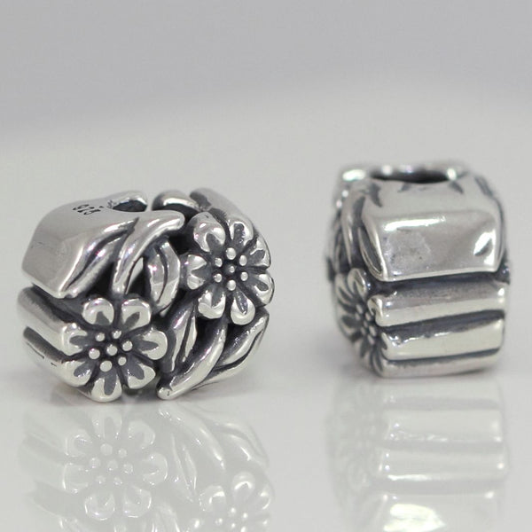 1pc Solid 925 Sterling Silver Flower Bead Charm, Compatible with Pandora All Other Charm Bracelet, EC238