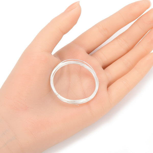 5 Feet 925 Sterling Silver Jewelry Wire, Half Hard Round Beading Wire, Wire Gauge Selections: 0.4mm/0.5mm/0.6mm/0.7mm/0.8mm/0.9mm