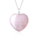 1pc You Are My Only Love Necklace, Natural Pink Rose Quartz Gemstone Large Heart Pendant, 18 Inch Surgical Stainless Steel Chain, GGP8-5