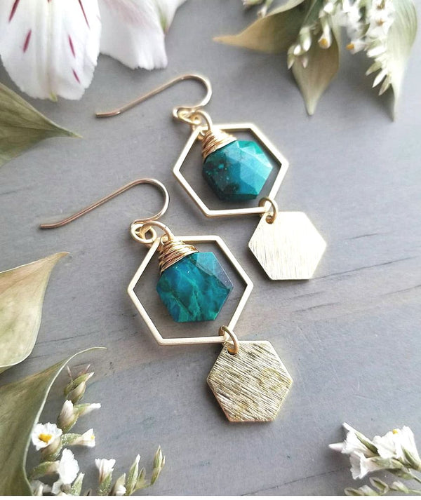 10pcs Hexagon Beading Hoop Links, Tarnish Resistant, 18K Yellow Gold Plated Brass, Size Selection: 20mm/26mm/30mm