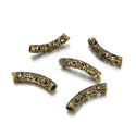 10pcs Large Hole Filigree Flower Tube Beads, Antique Bronze Plated Brass, 28mm, Hole ID 4mm, CF161-B