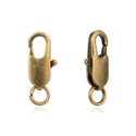 20pcs Rectangle Lobster Claw Clasp, Open Jump Ring, Antique Bronze Plated Brass, Size Selections: 12mm/14mm/17mm