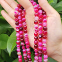 AAA Natural Banded Fuchsia Red Agate Gemstone Round Beads, 15 Inch/1 Strand, Size Selections: 4mm/6mm/8mm/10mm