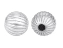 100pcs Corrugated Pumpkin Round Beads, Silver Plated, Size Selections: 6mm/8mm