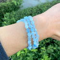 1 Strand Stretch Natural Blue Aquamarine Free Form Gemstone Bracelet, 5-8mm Small Beads, Length Selections: 7 inch/7.5 inch