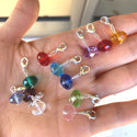 1 Set/12pcs Mixed Dangle Birthstone Charm Drops, 10mm x 8mm Rondelle Crystal Beads, Sterling Silver Plated Clasp, BL9