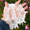 1 Strand Natural Raw Clear Crystal White Quartz Gemstone Bead Sticks, Medium Size Drilled Stone Points, 15 Inch, GA-D1