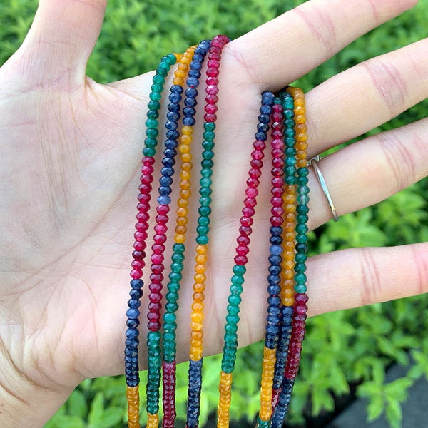 Natural Tourmaline Quartz Gemstone Faceted Rondelle Beads, 3x2mm/Small Tiny, Hole ID 0.8mm, 13 Inch/1 Strand, GH2R-1