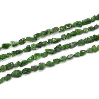 Natural Green Diopside Gemstone Oval Tumbled Pebble Beads, Irregular, 7mm to 12mm, Hole ID 1mm, 15 Inch/1 Strand, GZ12-10