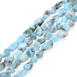 Natural Larimar Gemstone Oval Tumbled Pebble Beads, Irregular, 6mm to 8mm, Hole ID 1mm, 15 Inch/1 Strand, GZ11-16