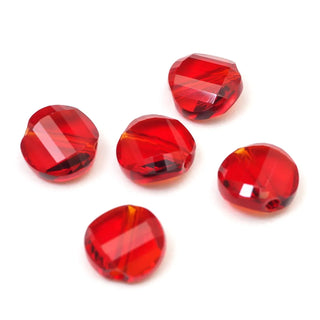 25pcs Adabele Austrian Faceted Flat Round Twist Coin Crystal Beads #5621, Siam Red, 10mm, Hole ID 1.2mm, SSW1005