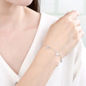 1pc 925 Sterling Silver Cable Chain Bracelet with 6mm Coin Charm Drops, Tarnish Resistant White Gold Plated, Length Selections: 7 inch/7.5 inch/8 inch