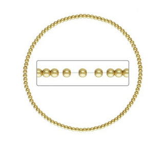 1pc Real 1/20 14K Gold Filled 2mm Round Bead Stretchy Chain Bracelet, 6.5 Inch, JB-14A