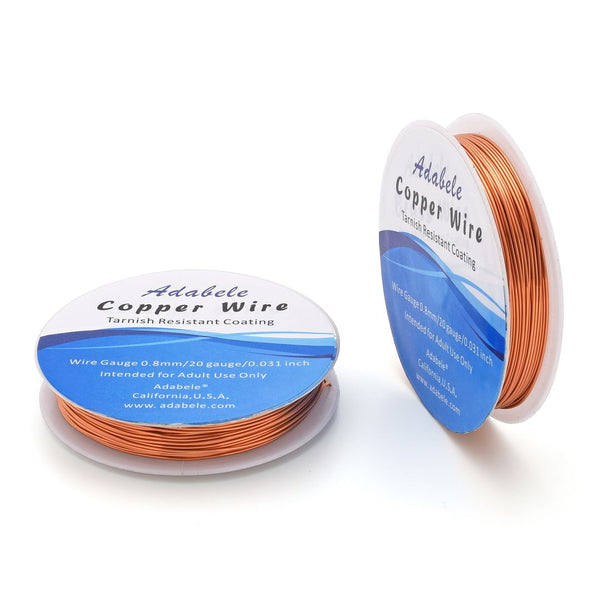 65 Feet Premium Tarnish Resistant Round Jewelry Raw Copper Wire, 0.8mm/20 Gauge, BF287-8