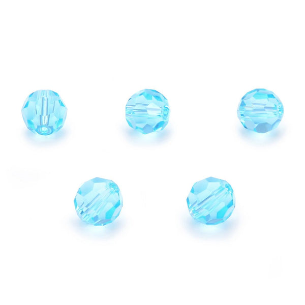 50pcs Adabele Austrian Faceted Round Crystal Beads #5000, Aquamarine Blue, Size Selections: 4mm/6mm/8mm/10mm