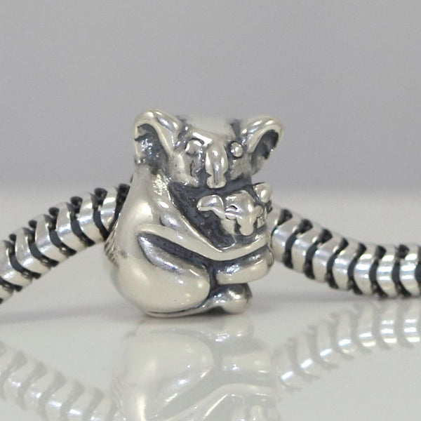 1pc Real Solid Sterling Silver Koala Mom & Her Love Charm Bead, Compatible with Pandora All Other Charm Bracelets, EC104