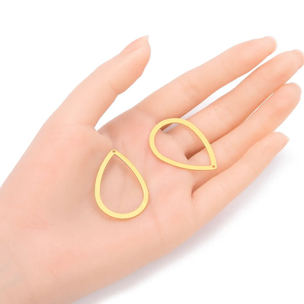 20pcs Raw Brass Large Teardrop Pear Pendant Drops, 36mm Connector, Unplated/Uncoated, CX-A38