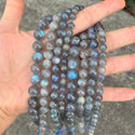 Natural Grade A+ Blue Flash Labradorite Gemstone Round Beads, 15 Inch/1 Strand, Size Selections: 4mm/6mm/8mm/10mm