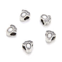 20pcs Cute Little Feet and Toes Large Hole Beads, Hole ID 4.5mm, Antique Silver, Zinc Alloy Metal, MEC-F13