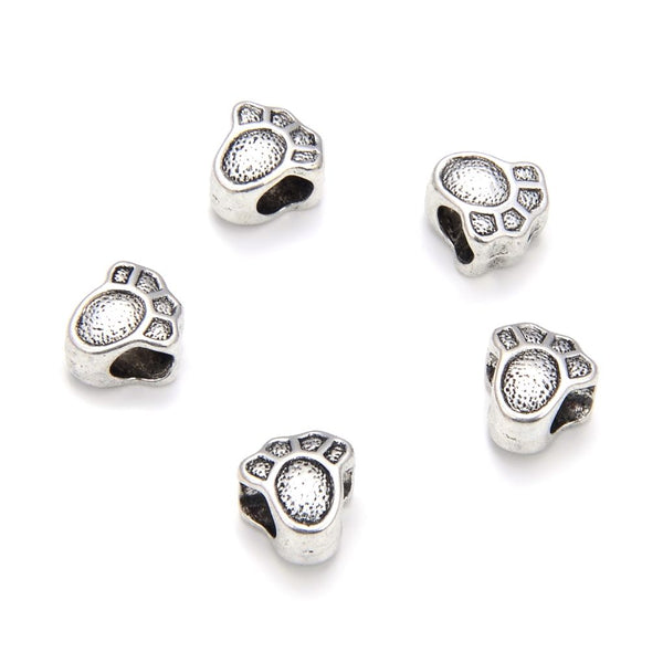 20pcs Cute Little Feet and Toes Large Hole Beads, Hole ID 4.5mm, Antique Silver, Zinc Alloy Metal, MEC-F13