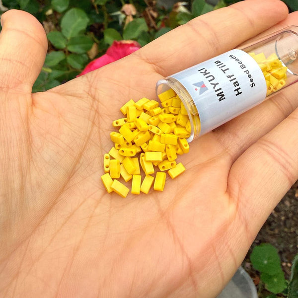 10g Miyuki Half Tila Seed Beads 5x2.3mm, Matte Rich Yellow (HTL-2311)