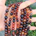 AAA Natural Brown and Orange Agate Gemstone Round Beads, 15 Inch/1 Strand, Size Selections: 4mm/6mm/8mm/10mm