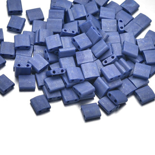 10g Miyuki Full Tila Square Seed Beads 5x5mm, Matte Denim Blue (TL-2075)