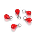 5pcs July Birthstone Charm Drops, 10mm Light Red Austrian Teardrop Crystal Beads, Sterling Silver Plated Open Jump Rings, BR6-7