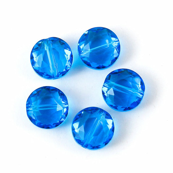 25pcs Adabele Austrian Faceted Flat Round Coin Crystal Beads #5052, Capri Blue, 8mm, Hole ID 1mm, SSMR825