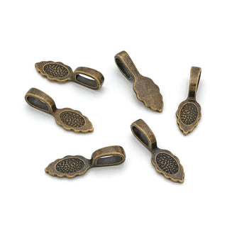 100pcs 26mm Glue On Jewelry Bails, Antique Bronze, 15mm Leaf Flat Pad Base, MC-R2