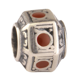 Solid 925 Steling Silver Lantern Charm Lucky Red Stone Bead Charm