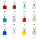1 Set/12pcs Mixed Dangle Birthstone Charm Drops, 8mm Cube Crystal Beads, Sterling Silver Plated Open Jump Rings, BR5