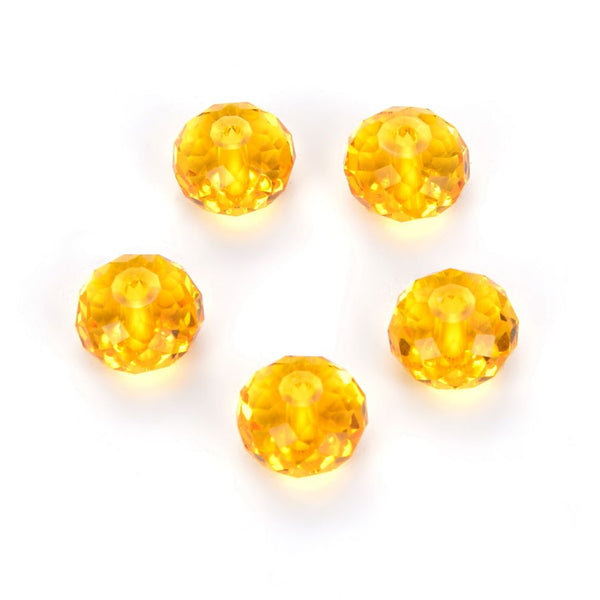 24pcs Adabele Austrian Faceted Rondelle Crystal Beads #5040, Light Topaz (Yellow), Size Selections: 6x4mm, 8x6mm, 10x8mm