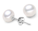 1 Pair 925 Sterling Silver Natural White Freshwater Pearl Stud Earrings, AAAA Grade Super High Luster Pearls, Pearl Size Selections: 6-6.5mm, 7-7.5mm, 8-8.5mm, 9-9.5mm