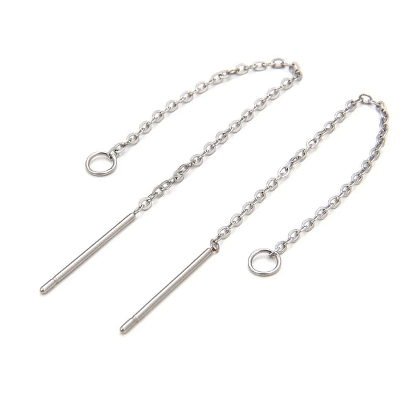10pcs 316 Grade Surgical Stainless Steel Threader Earring Chains with Open Ring (2 Inch/3 Inch/ 4 Inch)