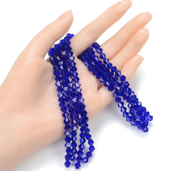 250pcs Creative Club Faceted Bicone Crystal Glass Beads, Cobalt Blue, 6mm (0.24 Inch), Hole ID 1mm, CCB625