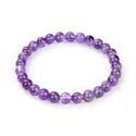 1 Strand Stretch Natural Grade A Purple Amethyst Beaded Gemstone Bracelet, 6mm Beads, Length Selections: 7 inch/7.5 inch/8 inch
